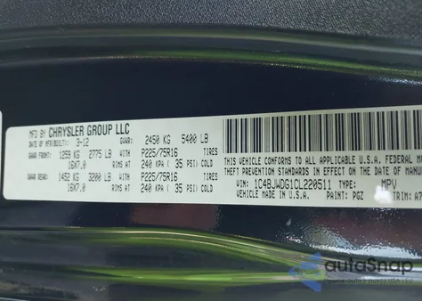 2012 Jeep Wrangler Unlimited Sport from USA, damaged, VIN 1C4BJWDG1CL220511